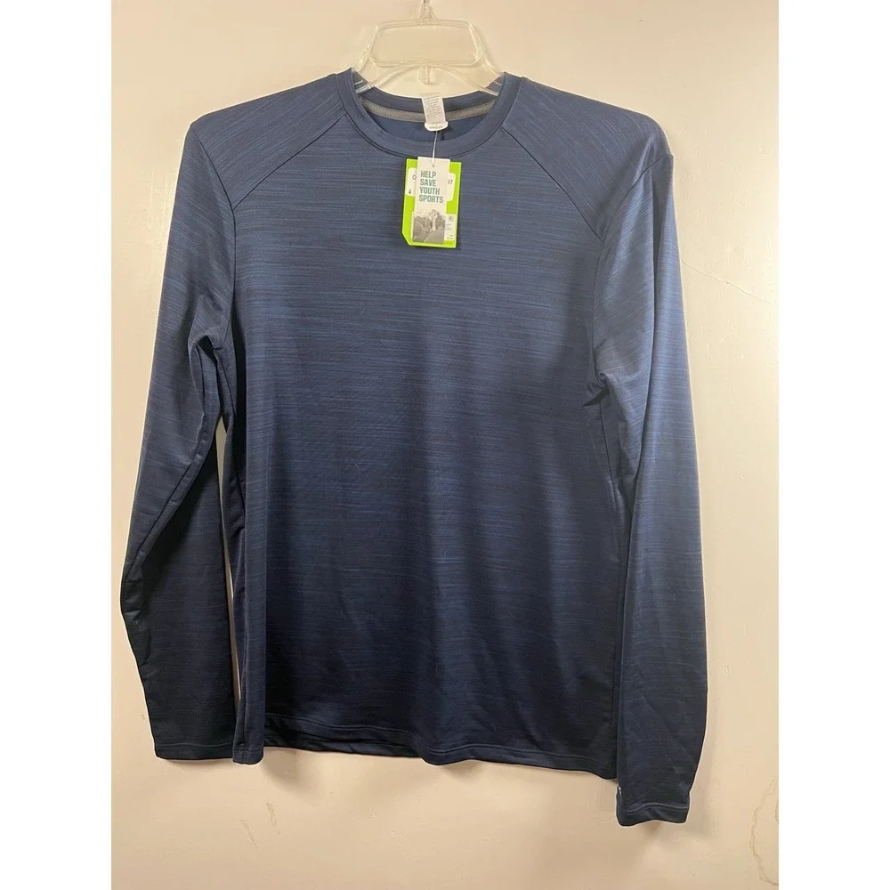 DSG Mens Movement LS Crew Team Navy Blue Single Dye Training Shirt Small no1